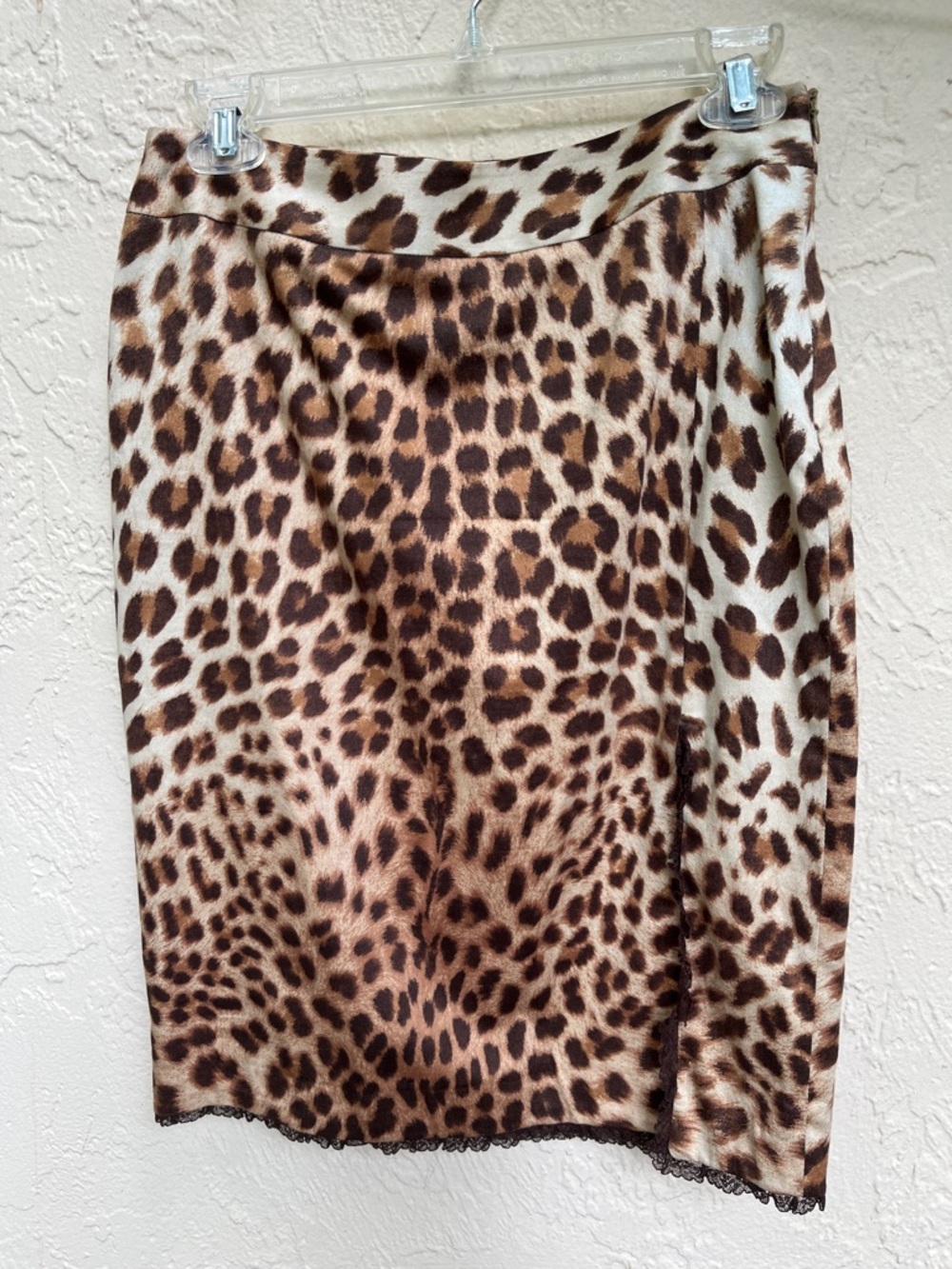 Blumarine Leopard Print cotton Vintage Pencil Skirt with a slit size 42